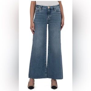 Kut from the Kloth Meg Fab Ab High Waist Wide-Leg Jeans with Raw Hem